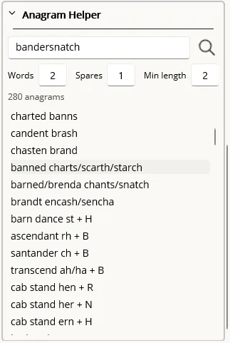 Anagram Helper tool