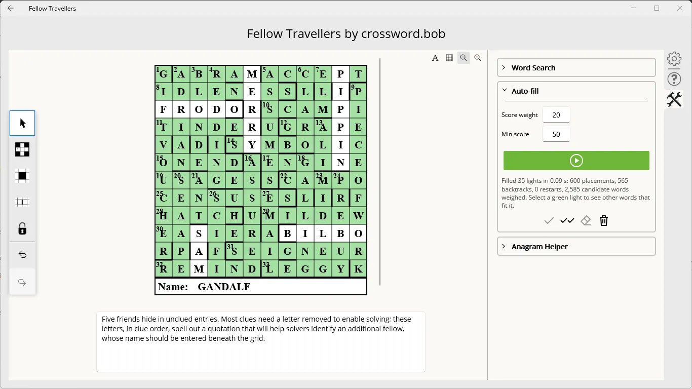 A barred crossword with preamble, themed entries
